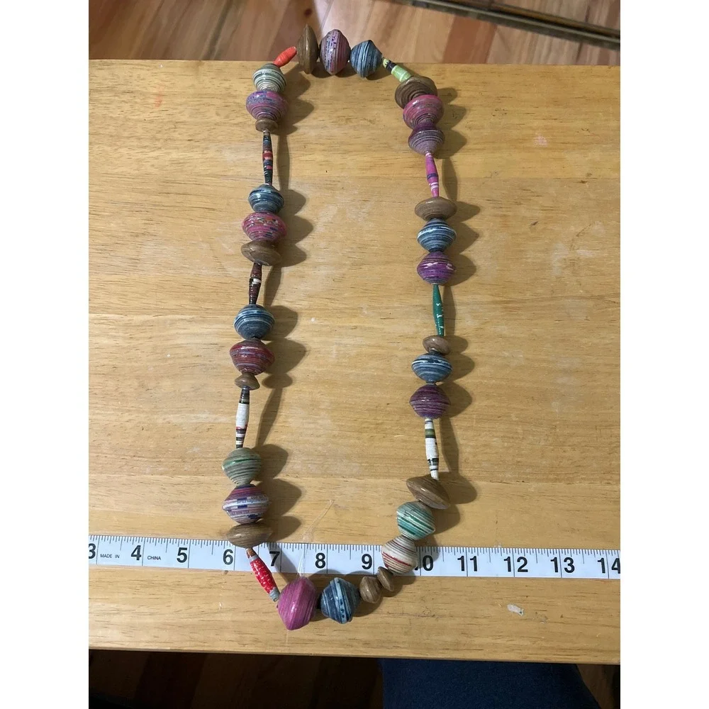 Handmade Recycled Paper‎ Bead Statement Necklace Artsy